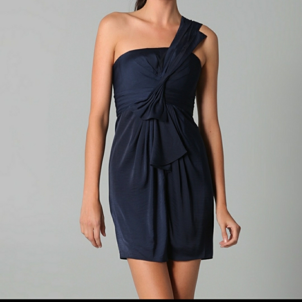 BCBGMaxAzria Blue Palais One Shoulder Dress